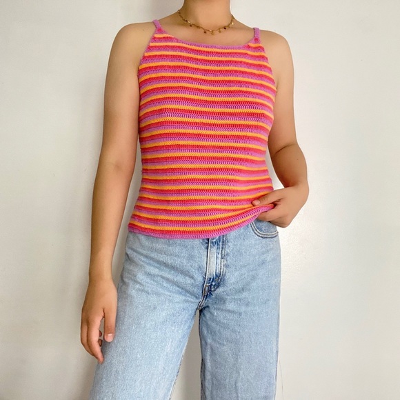 striped knitted tank top size L - Picture 3 of 4